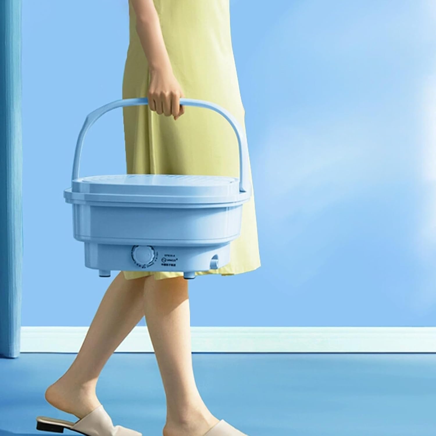 Portable Washing Machine, 20L Collapsible Mini Washer with Dehydration, for Small Clothes, Foldable Design Ideal For Hotel, Home, Apartment, Camping(Blue)