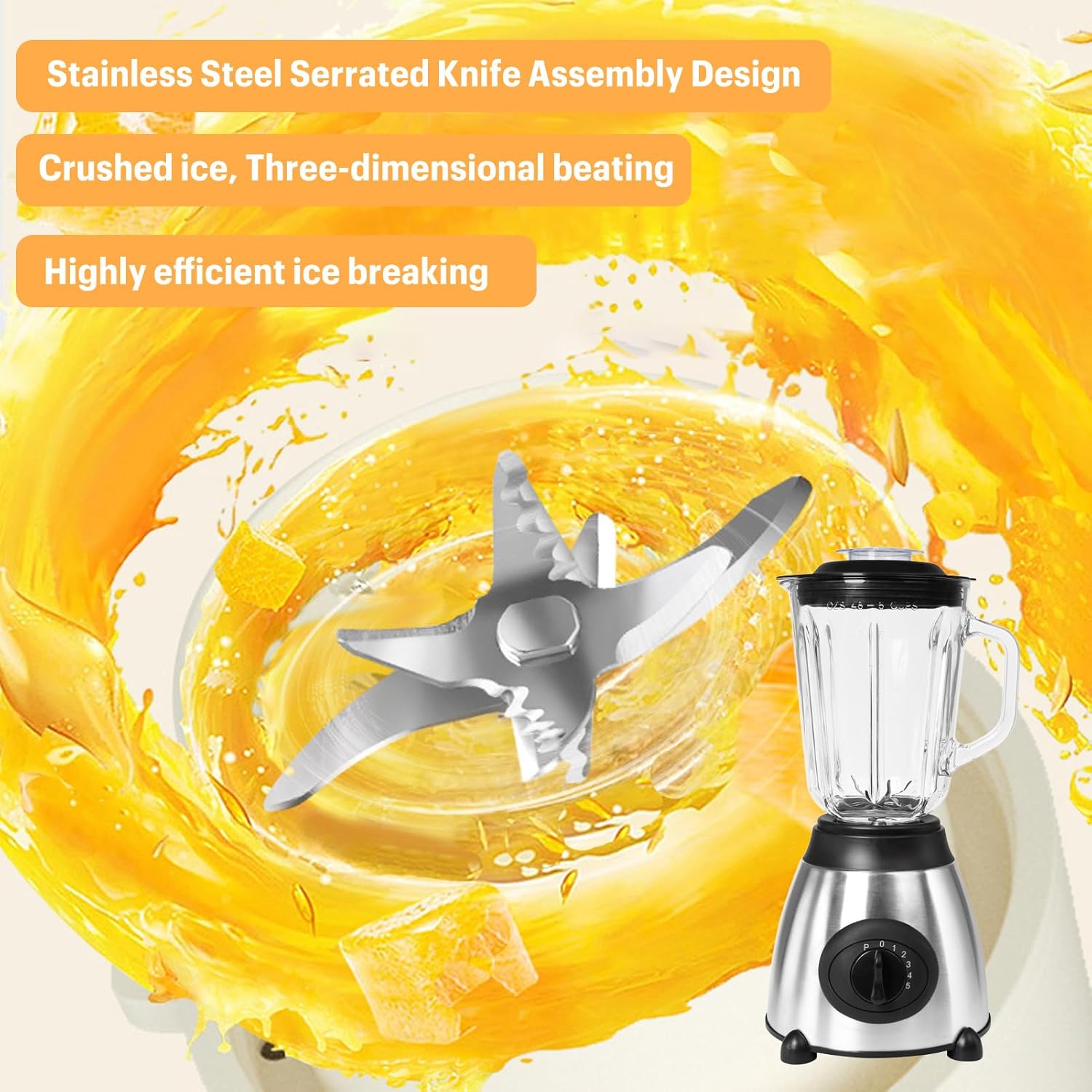 Blender, Fruit Juicer, Blenders, 1.5 Liter Large Glass Cups and 0.8 Liter Glass Cups 5-speed Adjustment Blender for Fruit Drinks, Smoothies, Soybean Milk (110V 600W US Plug)