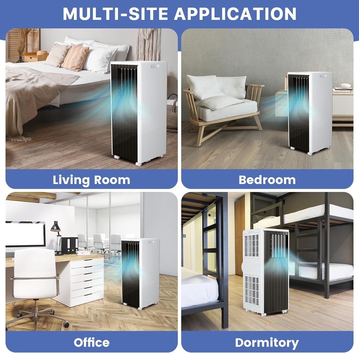 Portable Air Conditioner,3-in-1 Air Conditioner Portable with Built-in Dehumidifier Function, Fan Mode, Remote Control,Comprehensive Window-Mounted Exhaust Kit，8000Btu Air Conditioner for Rooms,