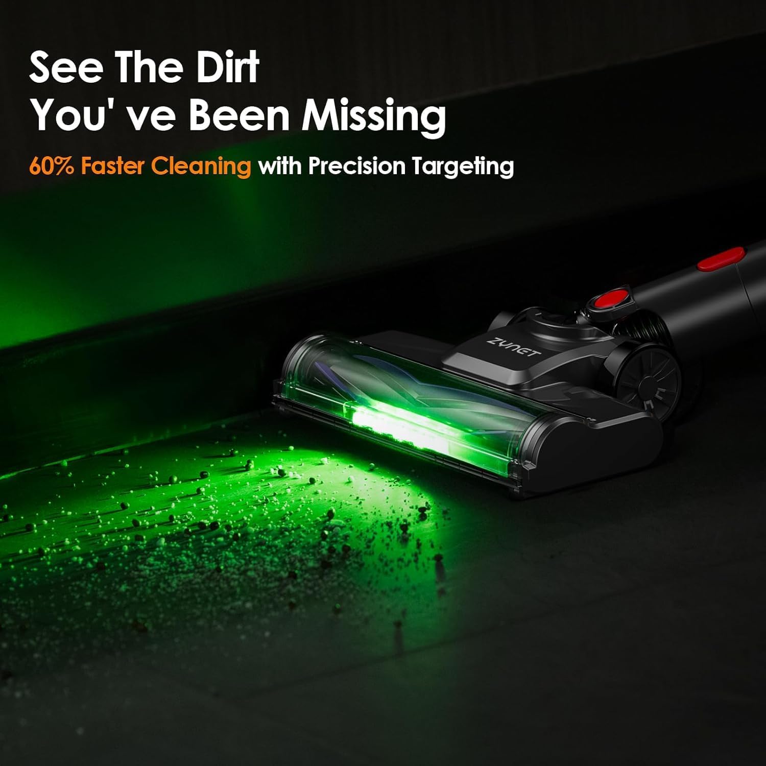 S8 Cordless Vacuum Cleaner, 500W/40KPA/40Mins Lightweight Stick Vacuum for Home, LED Display and Green Headlights, 6-Stages Filtration, Self-Standing Vacuum for Hard Floor, Carpet and Pet Hair