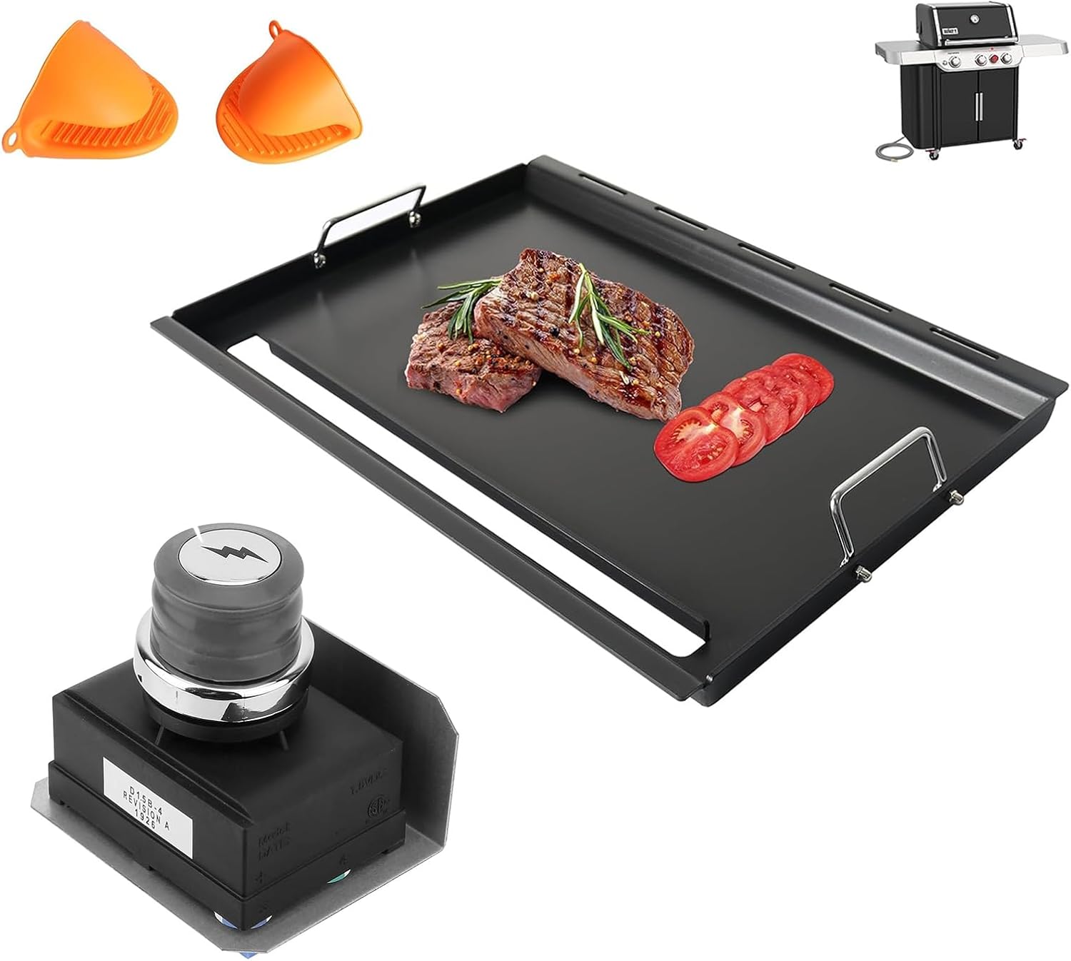 1836-13 7629 Genesis Igniter & 7524 Griddle Insert for Weber Gas Grill Genesis 300,Genesis E310 S310 S320 E320 S330 EP320 EP310 EP330 Parts