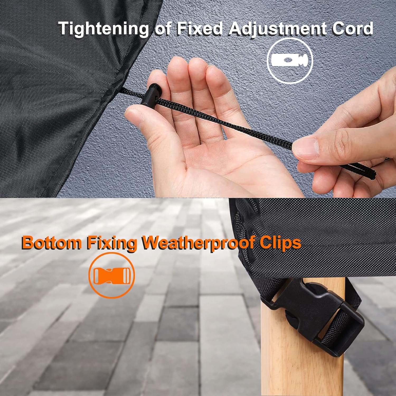 Rectangular Fire Pit Cover 287x155x82cm Waterproof and Breathable Waterproofing Balconies 420D Oxford Fabric/Inner PU Coated with Silver Waterproof Patio Table Cover -Black.