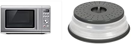 Breville BMO650SIL the Compact Wave Soft Close Countertop Microwave Oven, Silver & Tovolo - 81-31531 Vented Collapsible Microwave Splatter Proof Food Plate Cover, 10.5