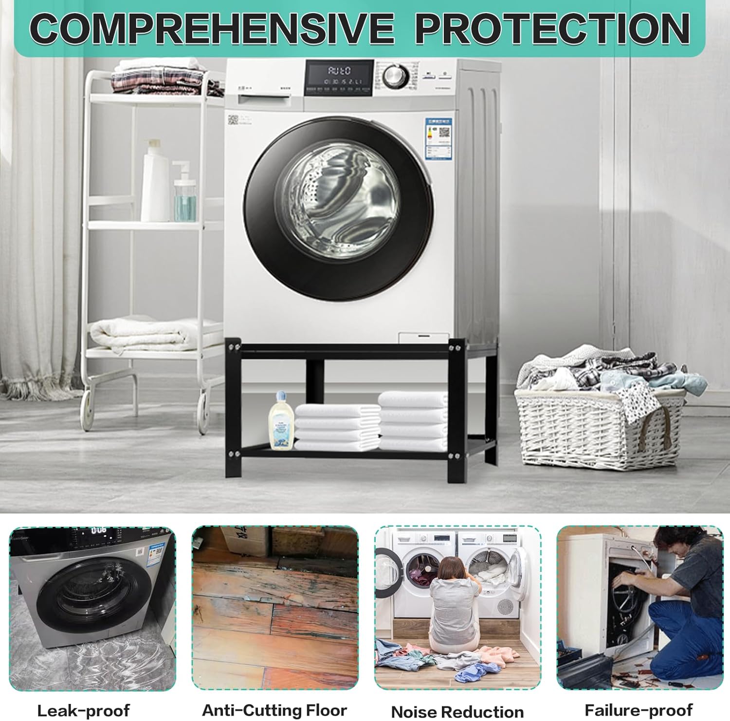 Universal Laundry Pedestal for Washer and Dryer Stand W28''xD28''xH16'' - 700lbs Load Capacity Heavy Duty Washing Machine Stand