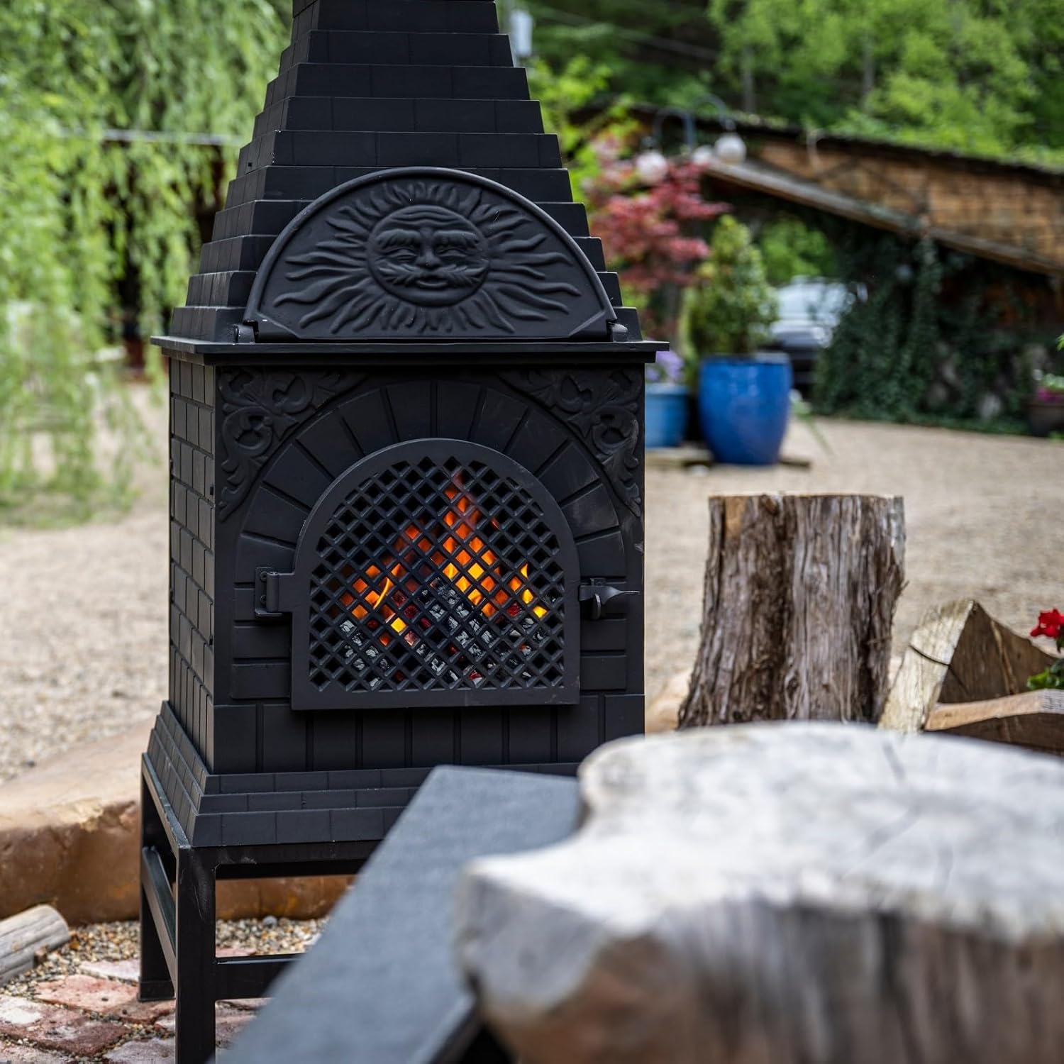 The Blue Rooster Casita Grill Chiminea Outdoor Fireplace Wood Burning Firepit and Pizza Oven