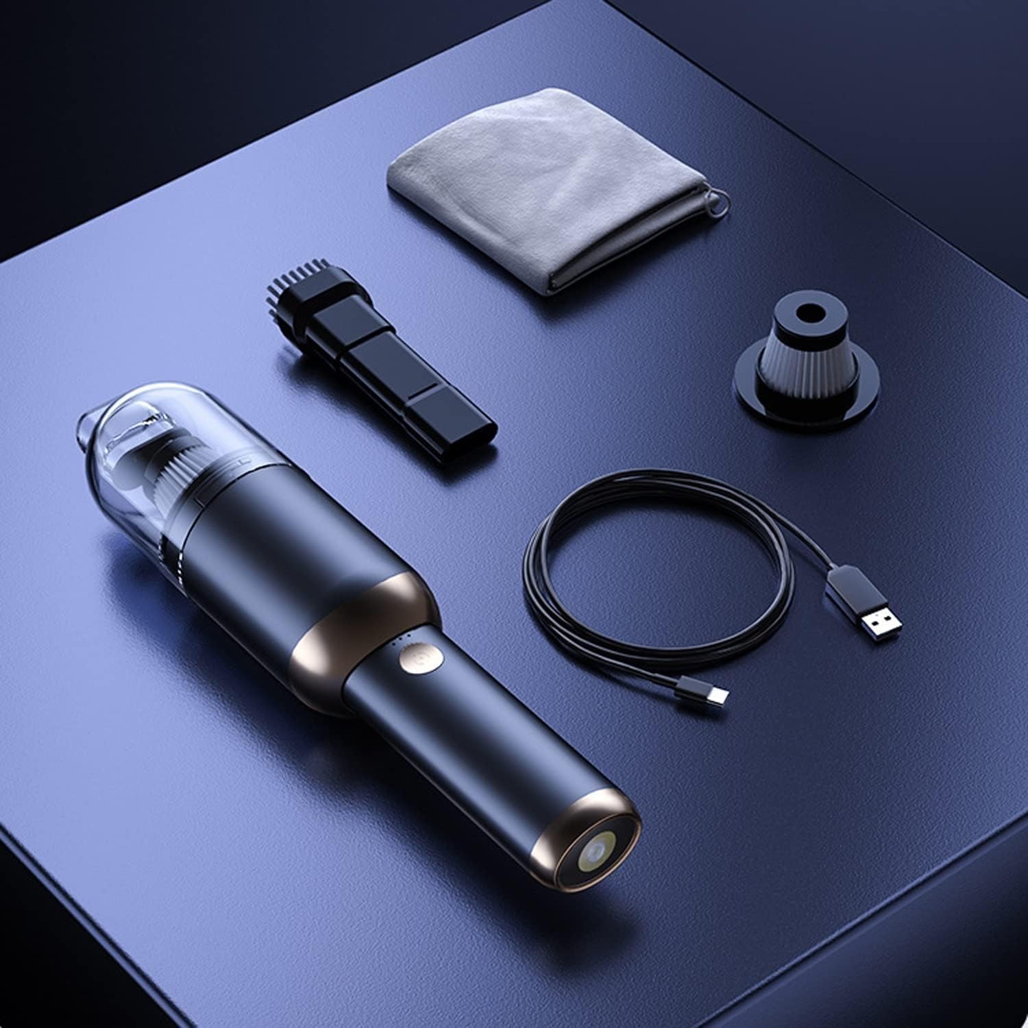 Car Vacuum Cleaner, Mini Handheld Cordless Car Vacuum Cleaner with LED Lighting, Comfortable Mute, Washable Filter for Car Home Office Cleaning