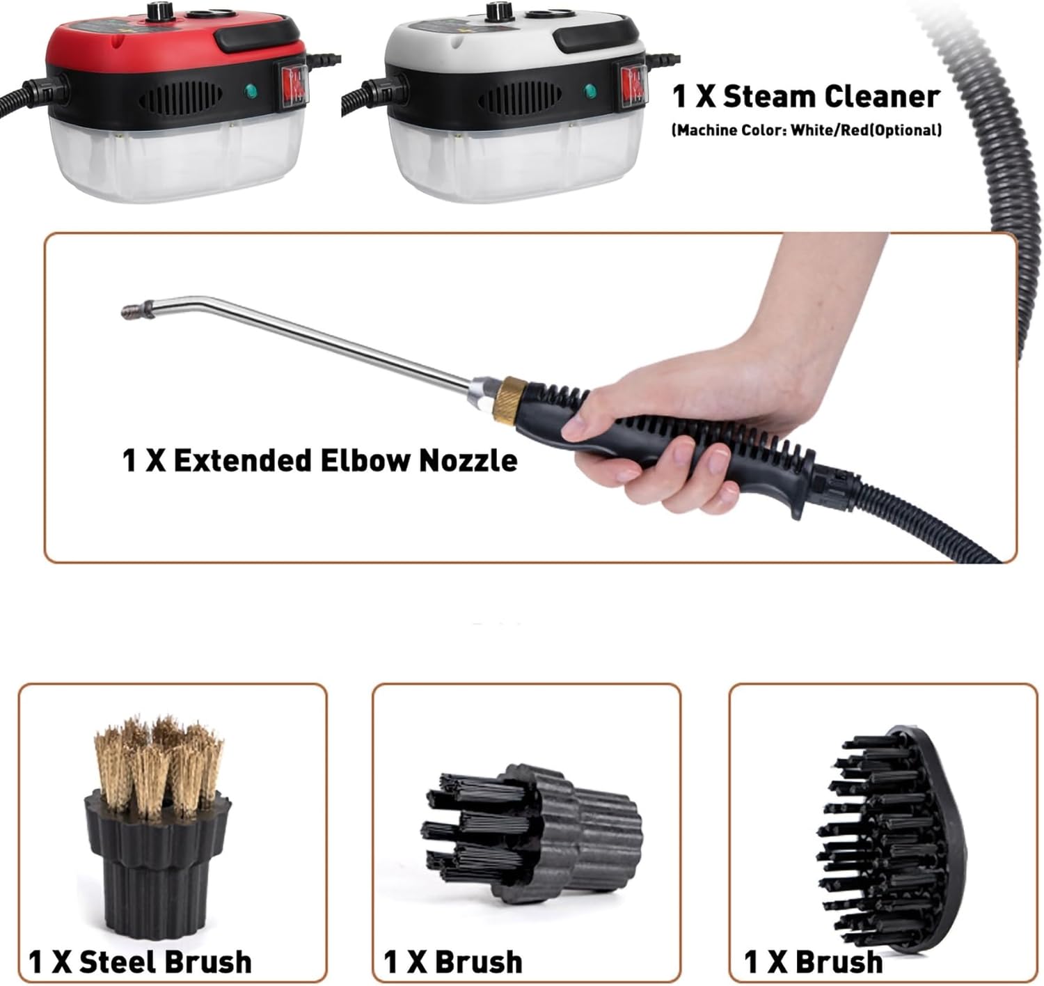 1000ml Electric Steam Cleaning Machine 1600W High Pressure Steamer, 6 Speeds Multifunction Portable Mini Power Cleaning Steamer High Heat, Fast Heating for Home Use Kitchen Floor ( Color : Red )