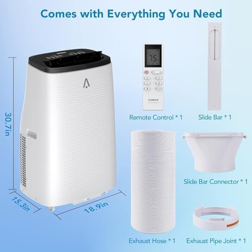 14,000 BTU Portable Air Conditioner for 550-750 Sq Ft 3-In-1 AC Unit with Cooling/Dehumidifier/Fan Modes, Remote, 24H Timer & Installation Kit for Home/Office/Dorm