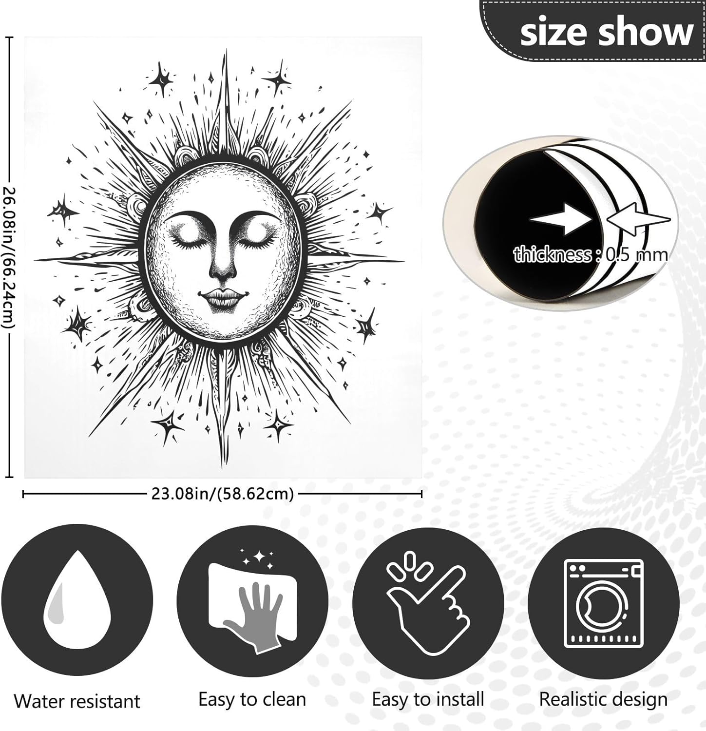 Dishwasher Magnet Cover Large Magnetic Stickers Face Stars Moon Front Dishwasher Cover Reusable Decal for Home Kitchen Anti-Scratch Refrigerator Decorative Lid Washing Machine Laundry 23