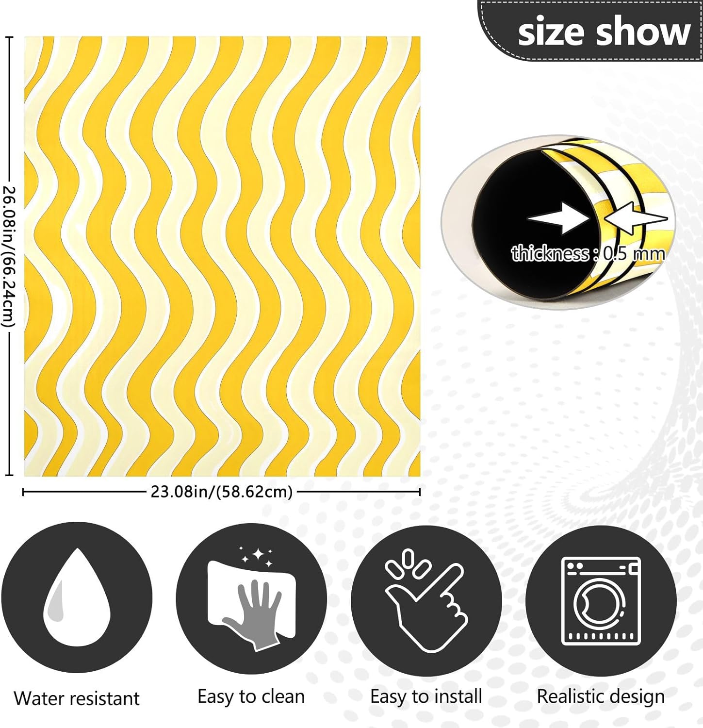 Dishwasher Magnet Cover Large Magnetic Stickers Yellow Cream Wavy Lines Front Dishwasher Cover Reusable Decal for Home Kitchen Anti-Scratch Refrigerator Decorative Lid Washing Machine Laundry 23