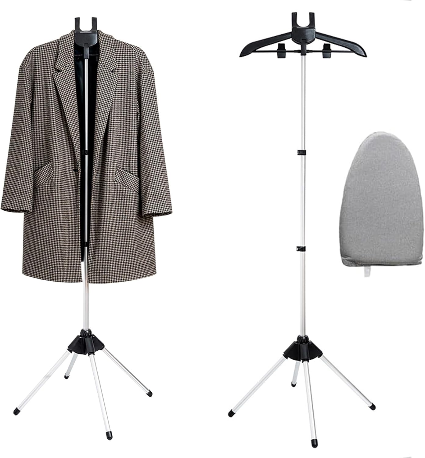 Glenmi Garment Hanger for Steaming Clothes | Handheld Steamer Rack Folding Clothes Stand Fabric Coat Hanger - Accessories for Home Garment Ironing(Black)