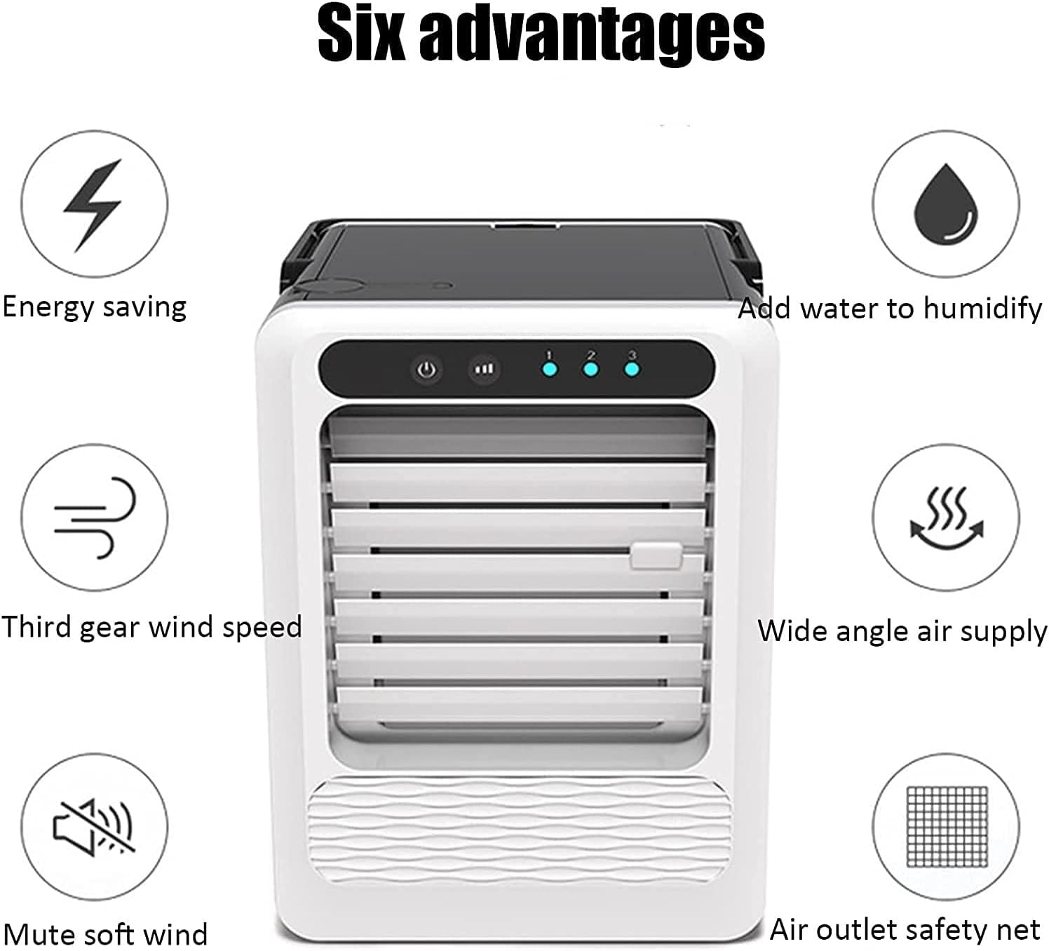 Portable Air Conditioner Cooling Fan 3 Speeds Mini Personal Air Cooler Evaporative USB Desktop Fan for Room Home Office