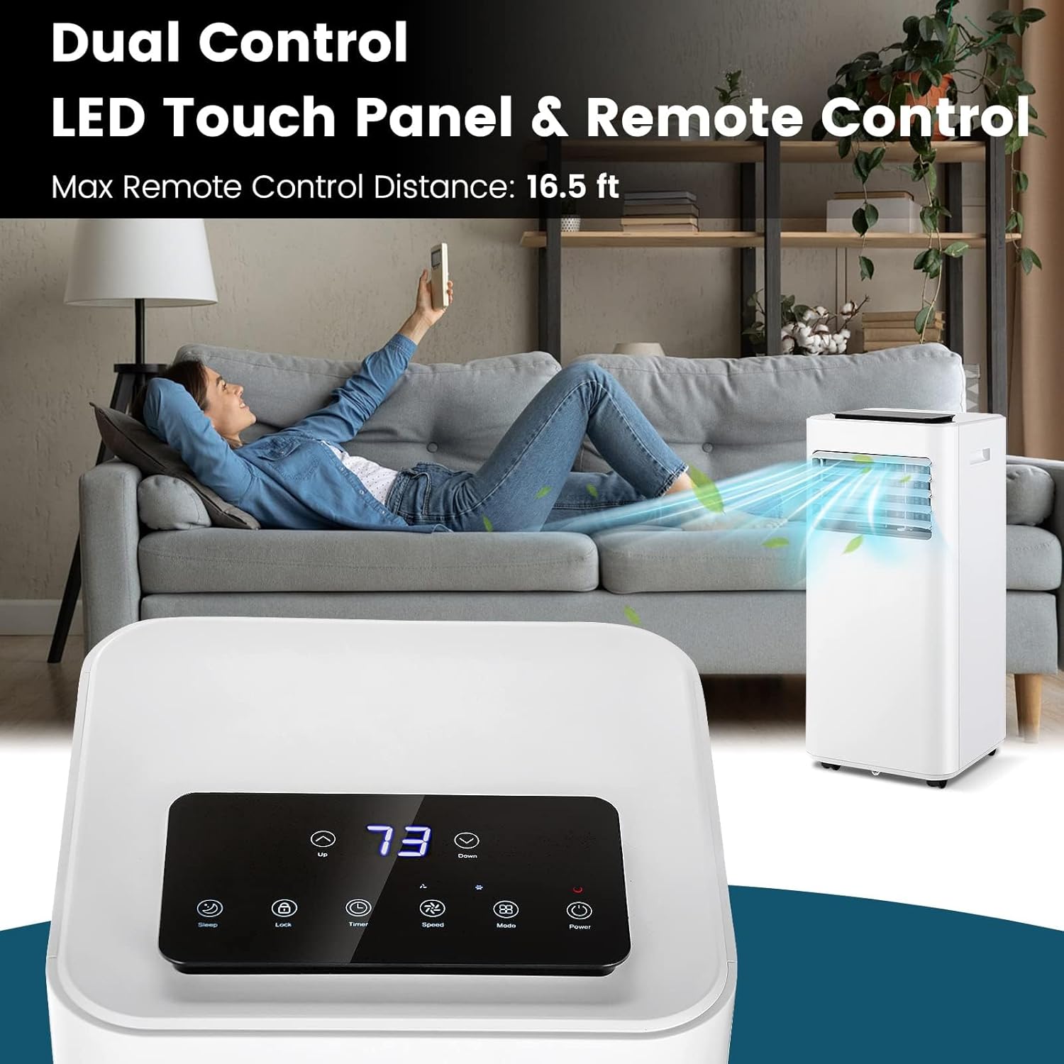 DORTALA Portable Air Conditioner 8000 BTU, 3-in-1 AC Cooling Unit with Dehumidifier, 24H Timer, Remote Control, Window Kit, Standing Air Conditioner for Home, Apartment, Dorm, Cools up to 250 Sq.Ft