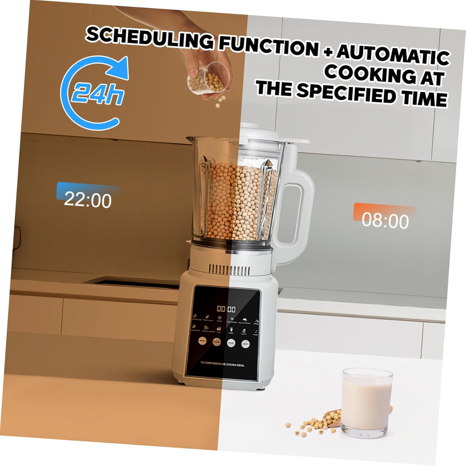 110v High-speed Blender for Smoothies and Juices Non-stick Food Processor with Self-cleaning Function Quiet Operation Touch Display for Home and Kitchen Use