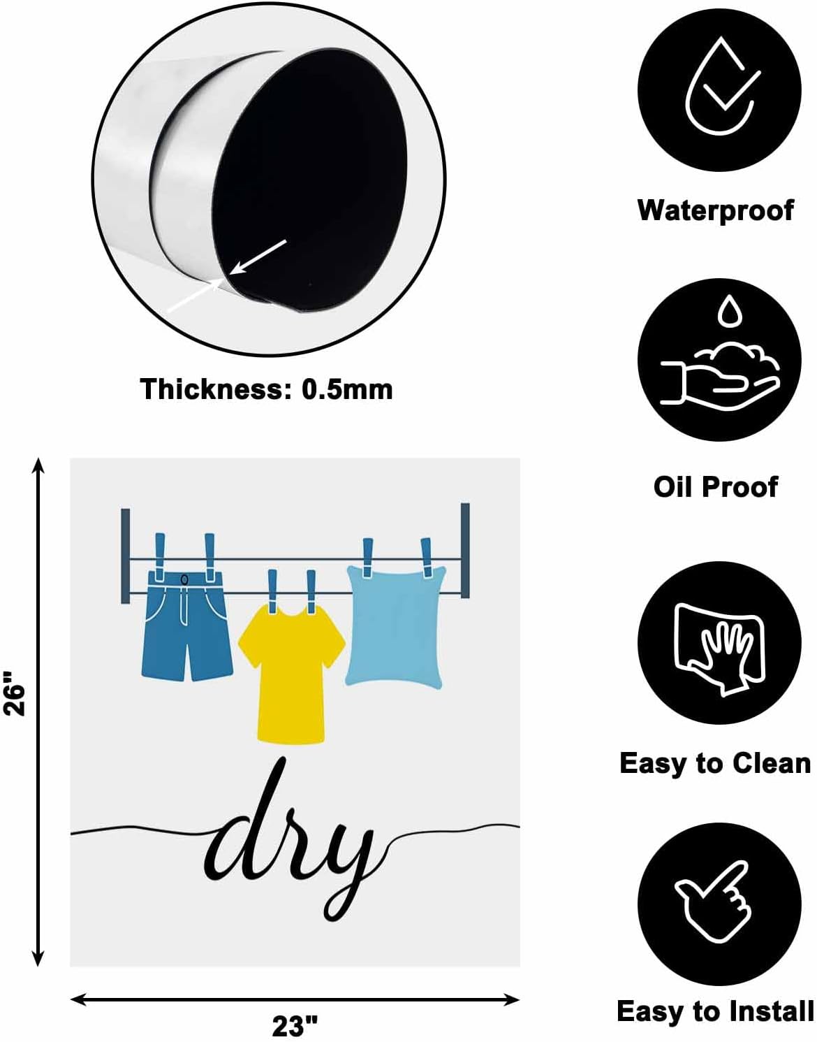 Dishwasher Magnet Cover, Laundry Room Dishwasher Lid Magnetic Kitchen Sticker, Modern Minimalist Drying Clothes Resuable Refrigerator Magnet Covers Panel Decal Fridge Kitchen Appliance 23''x26''