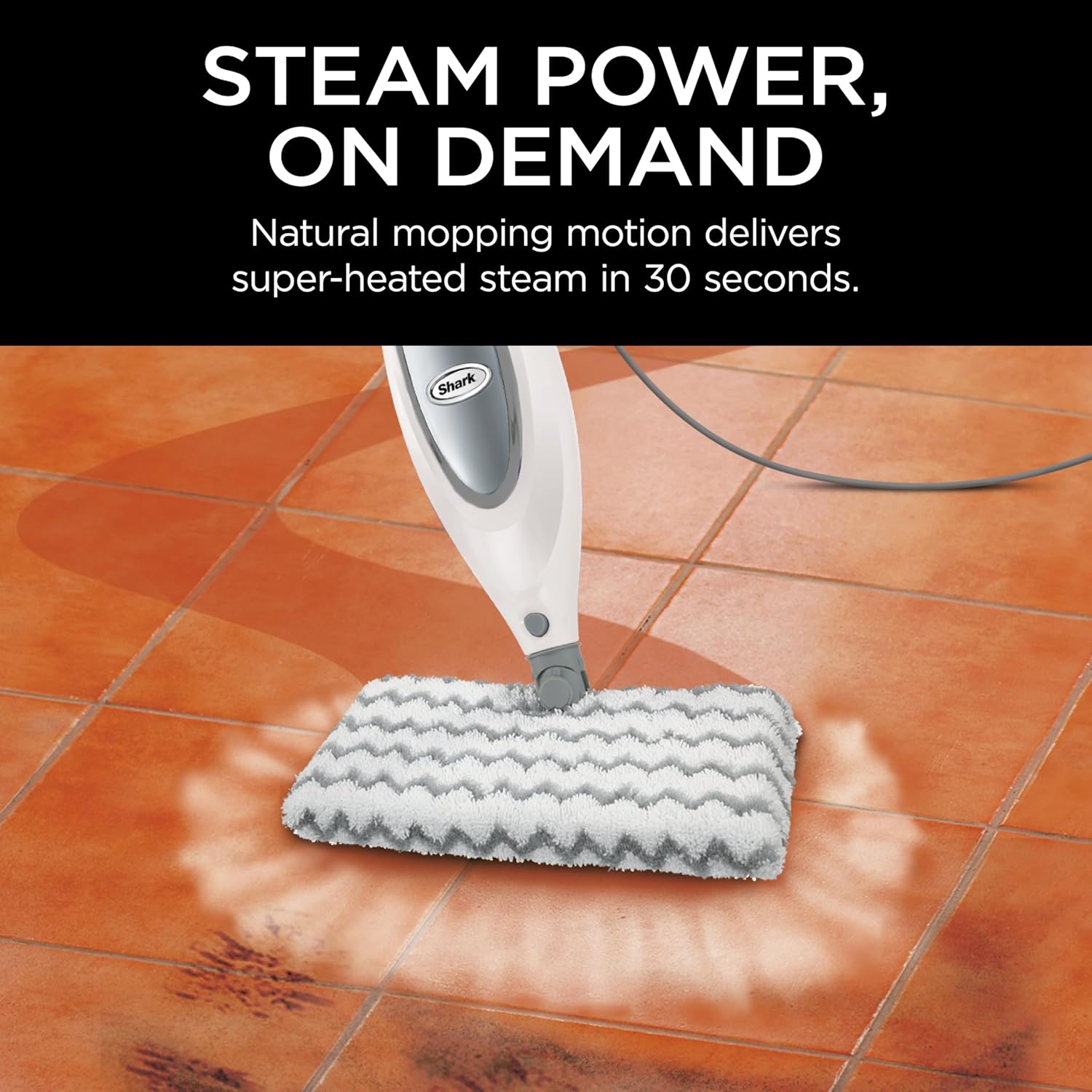 Shark® Professional Steam Pocket® Mop with Swivel Steering, 2 Washable Double-sided Pads, Steam Sanitization, Lightweight, Steam Cleaner for Sealed Hard Floors, Marble, Stone & Laminate, Grey, S3601