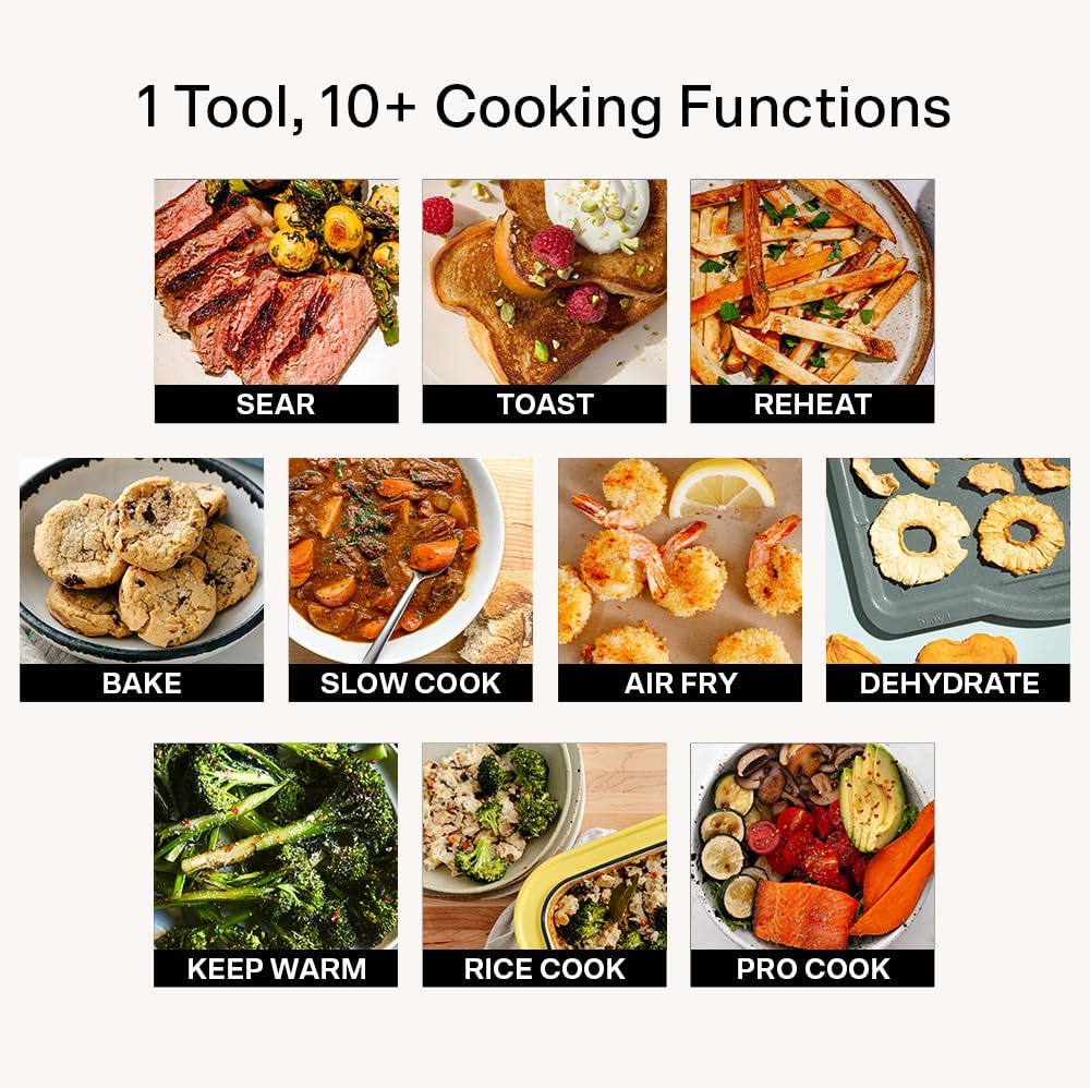 Brava Oven Starter Set: 10-in-1 Touchscreen Countertop Smart Oven, Air Fryer, 6-Slice Toaster, Slow Cooker, Reheater, Dehydrator, Rice Cooker, Auto-Shut Off, 1800W, Stainless Steel Kitchen Appliance