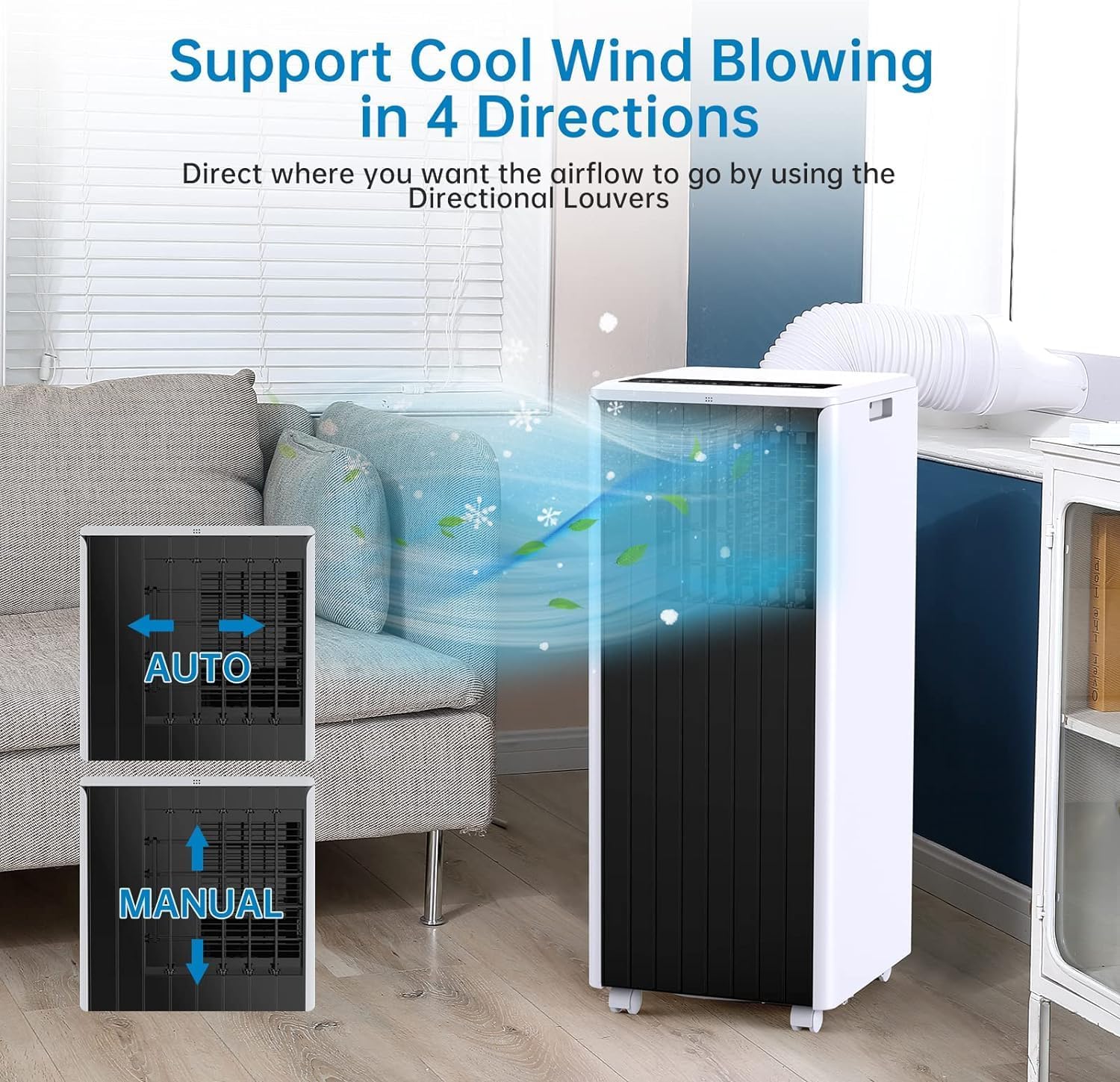 2024 New Upate 8000BTU Portable Air Conditioner, Portable AC Unit with Built-in Cool,Dehumidifier, Fan, Cools up to 350 Sq.Ft, Auto, Sleep Modes, Remote Control & Window Kit Included, 24H Timer