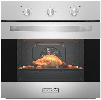 Empava Built-In Electric Single Wall Oven 24 inch with Convection and Rotisserie 6 Cooking Modes, Knob Control, Stainless Steel