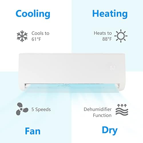 Bonnlo 24,000 BTU Mini Split AC/Heating System with Inverter, 21 SEER 230V Energy Saving Ductless Split-System Air Conditioner for Room with Pre-Charged Condenser, Heat Pump & Remote Control