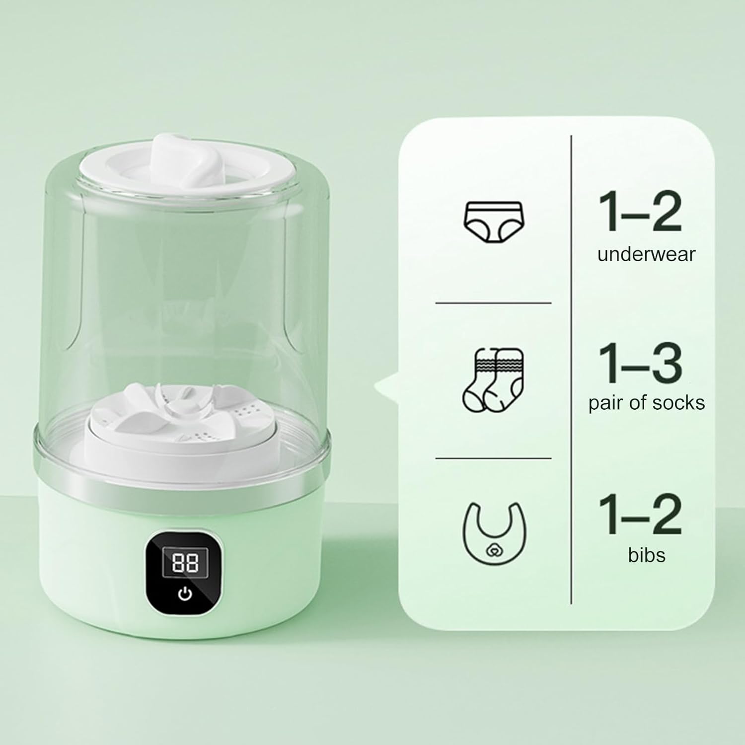 Underwear Washing Machine Portable Small Washer Compact Deep Cleans Underwear Baby Clothes Lightweight For Apartment Dorm Hotel Travel Camping