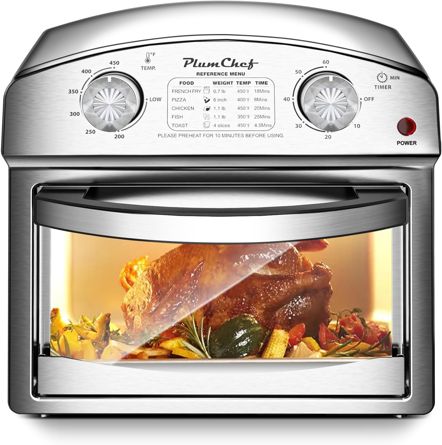 Air Fryer,13QT,360° Hot Air Circulation for Healthy Oil-Free Cooking，Multifunctional Convection Toaster Oven Air Fryer Combo, Time Control Contertop Oven & Stainless Steel Adjustable Temp