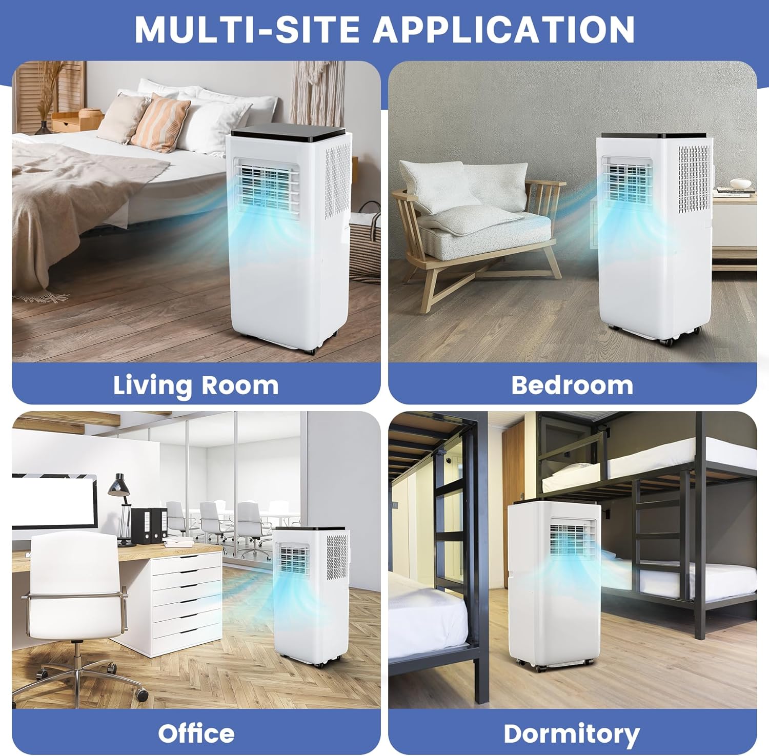 Jojoka Portable Air Conditioners with Remote Control, 10000 BTU Portable AC Unit Built-in Cool, Dry, Fan Modes, for Room, Dorm, Office,24H Timer Function, Cools Room up to 450 Sq. ft, White