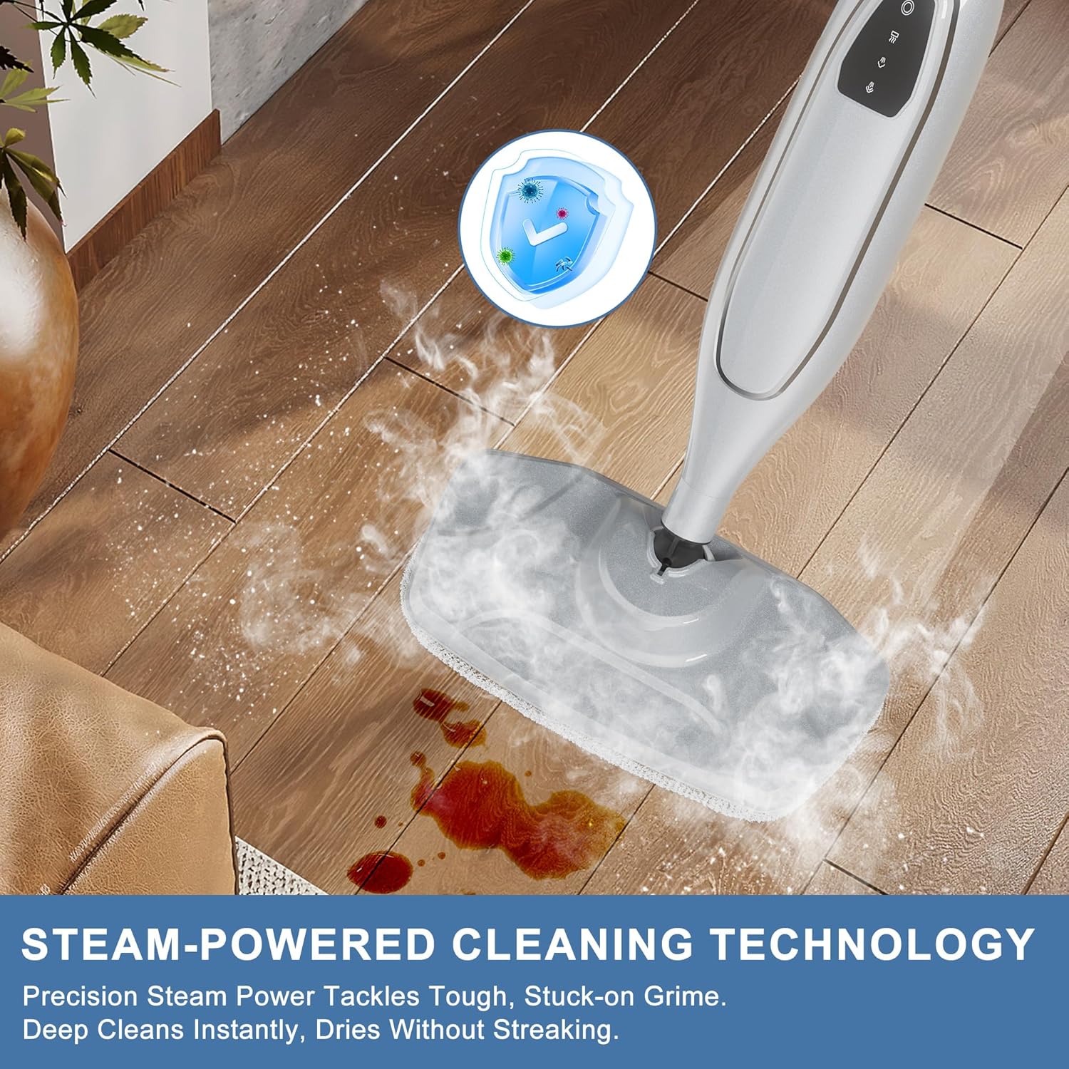 Steam Mop, 11-in-1 Powerful Handheld Steam Cleaner with 11.8 OZ Removable Tank, Detachable Steam Mops for Floor Cleaning with 23FT Power Cord, MultiPurpose Steamer for Hardwood Tile Carpets Furniture