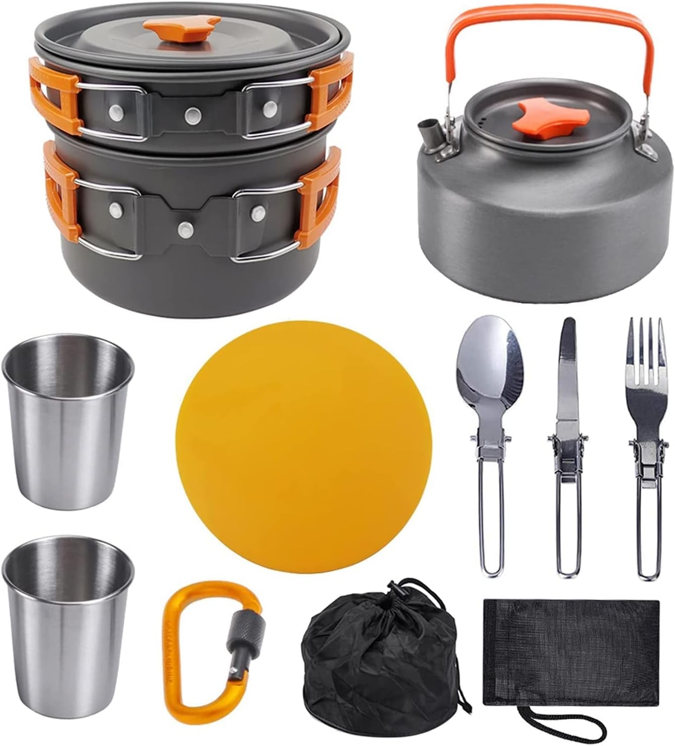 Camping Accessories Small Teapot Combo Set Pot Camping Pot Cutlery Set Portable Outdoor Cooking Utensils Pots and Kettles for Outdoors Sports