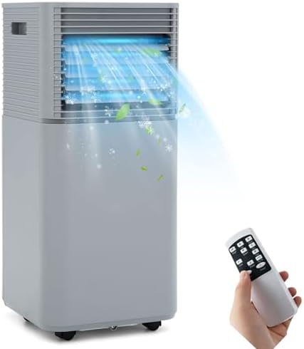 DORTALA Portable Air Conditioners 8000 BTU, AC Cooling Uint with Dehumidifier, Remote Control, 24H Timer & Window Kit, Stand up Air Conditioner for Bedroom, Dorm, Cools up to 230 sq.ft, Grey