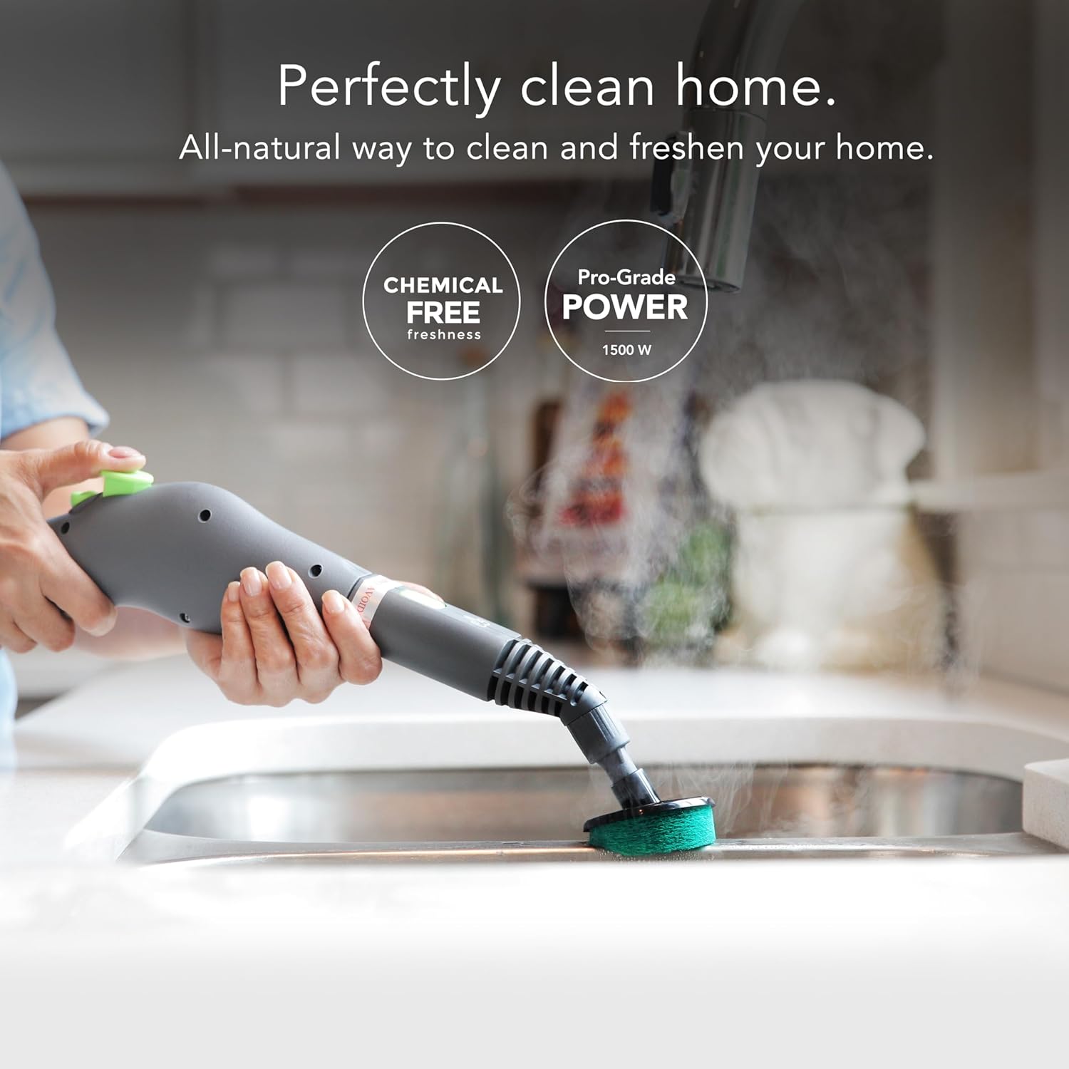 Steamfast SF-370 Canister Cleaner with 15 Accessories-All-Natural, Chemical-Free Pressurized Steam Cleaning for Most Floors, Counters, Appliances, Windows, Autos, and More, 64 inches, White