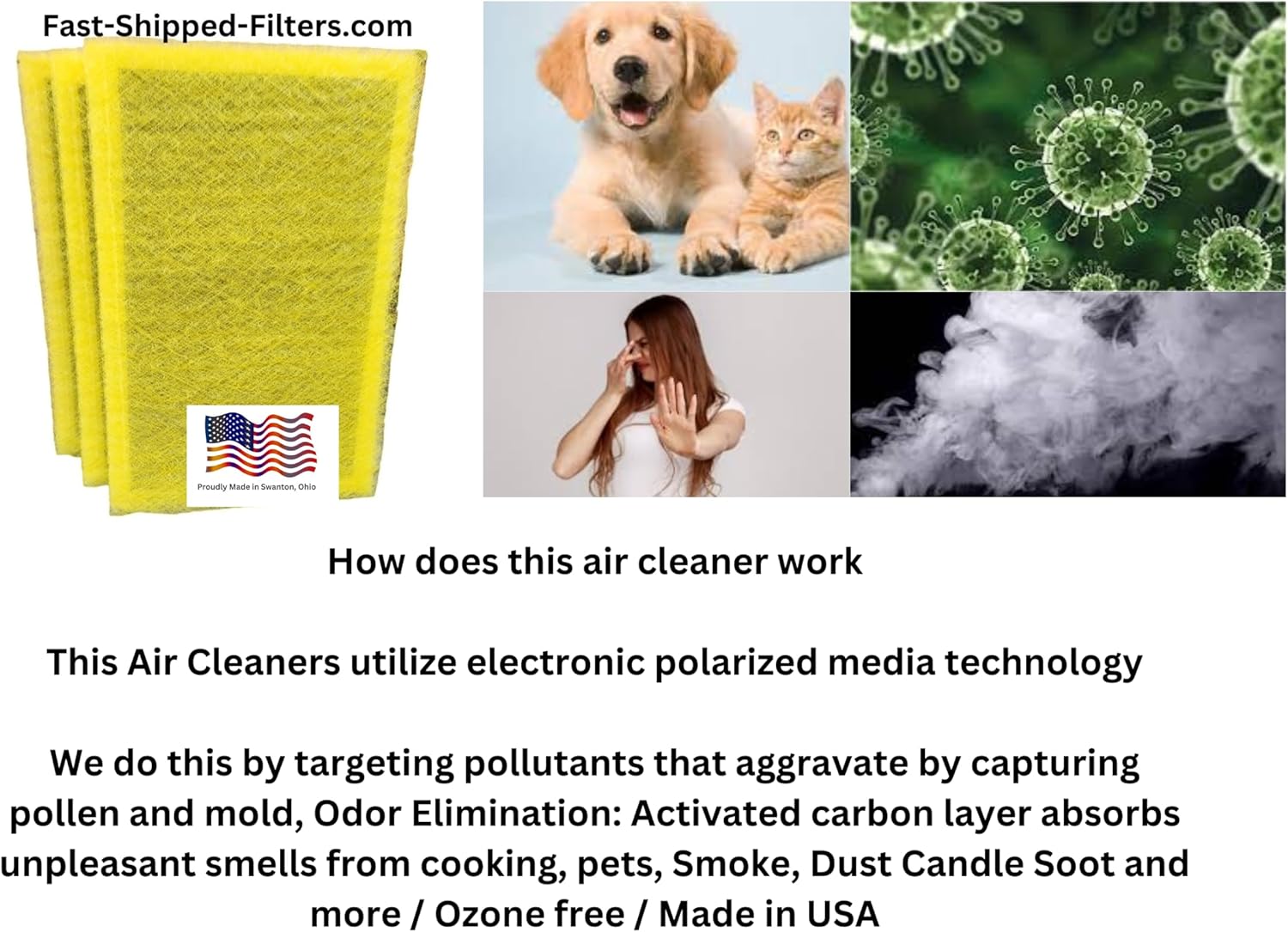 Fast-Shipped-Filters 10 Pack 20x30 Replacement Filter Pads Compatible with MicroPower Guard One Hour Air Cleaner Refill Yellow (10, Yellow, 20x30)