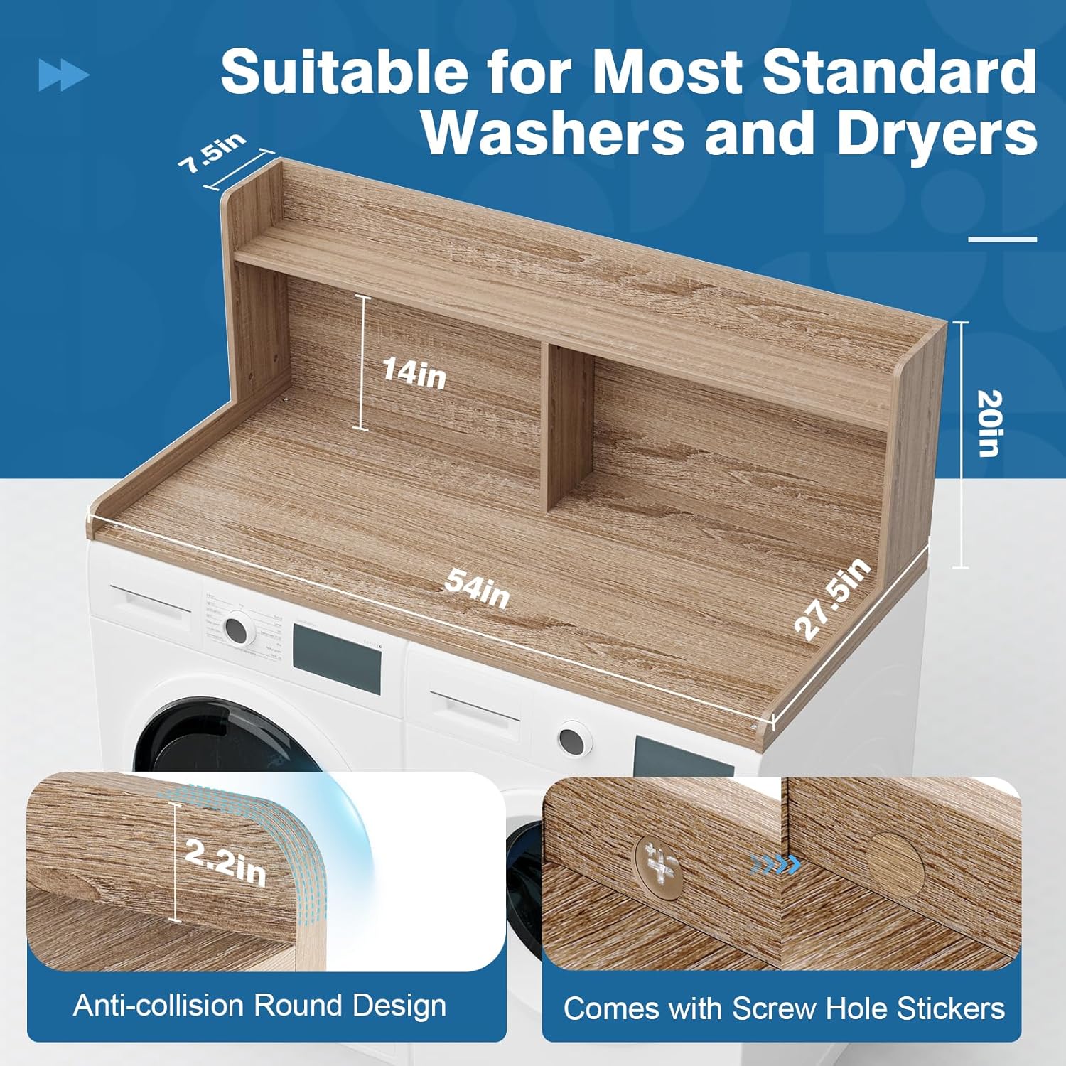 Washer Dryer Countertop with Shelf 54