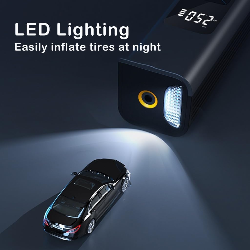 KITCISSL Car Vacuum Portable Hand Held Vacuum Cleaners, 4 in 1 Handheld Vacuum Cordless/Inflatable Pump/LED Lighting/Tire Pressure Detection for Home, Office, Pet Hair