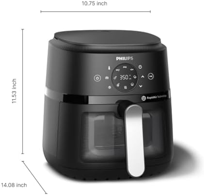 Philips 2000 Series Airfryer - RapidAir Technology, 13-in-1 Ways to Cook, 4.4QT Capacity, Healthier Meals Up to 90% Less Fat, Easy to Clean, Dishwasher Safe, Touchscreen Control, HomeID App (NA221/00)