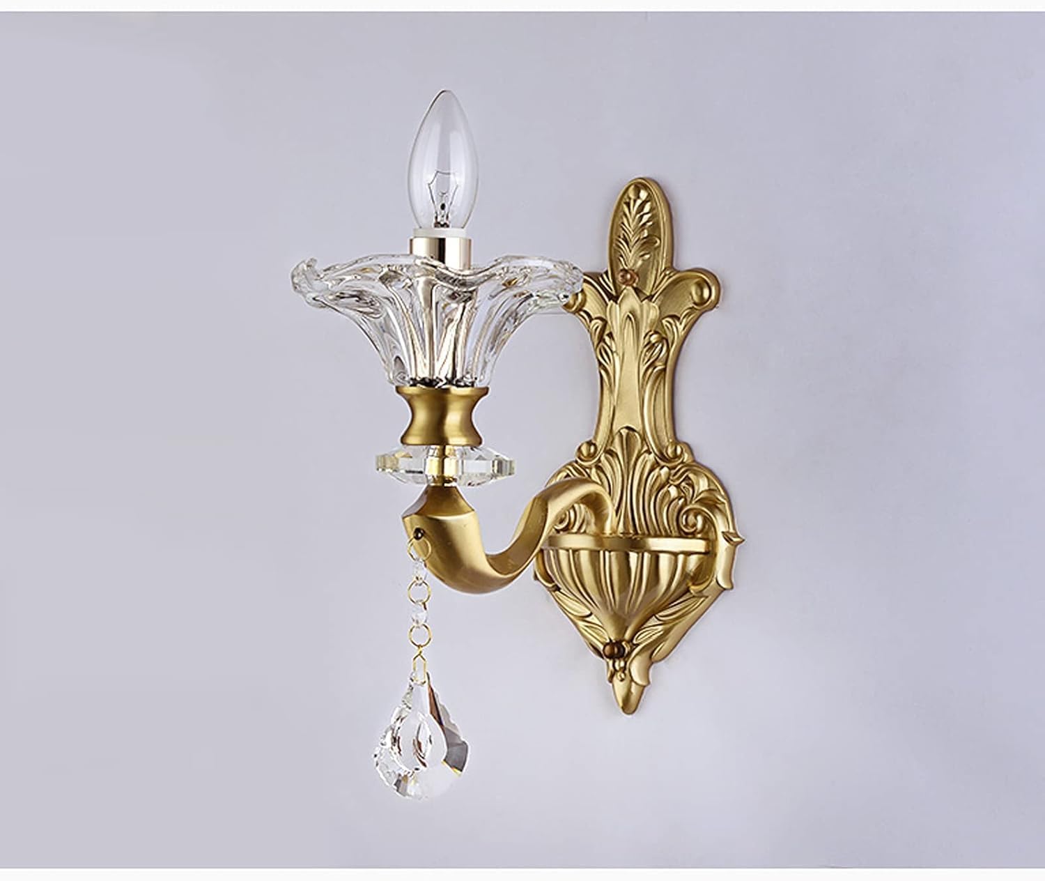 Modern LED Wall Sconces, Indoor European Style Candle Crystal Copper Living Room TV Background Decoration Light Luxury Bedroom Bedside Lamp,Household