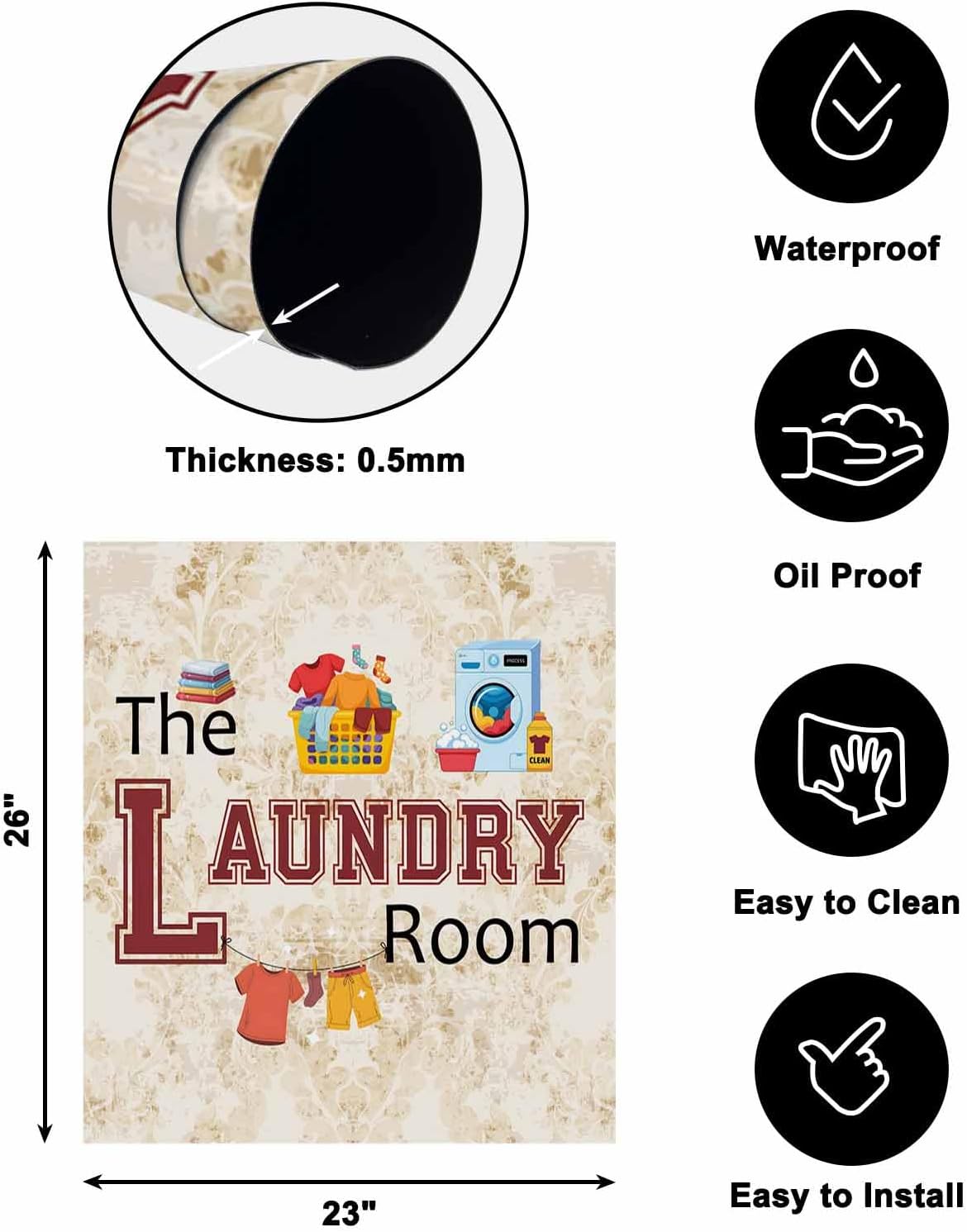 Dishwasher Magnet Cover, Laundry Room Dishwasher Lid Magnetic Kitchen Sticker, Rustic Farmhouse Washing Machine Clothes Resuable Refrigerator Magnet Covers Decal Fridge Kitchen Appliance 23''x26''