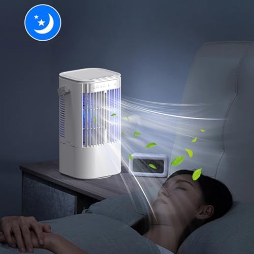 HELLORSO Mini Air Conditioner, Portable Air Conditioners AC, 900mL Water Tank, Auto-off Timer, Plug In Use USB Interface, Evaporative Air Cooler With 3Speeds, Desktop Fan For HomeOutdoors (White-1pc)