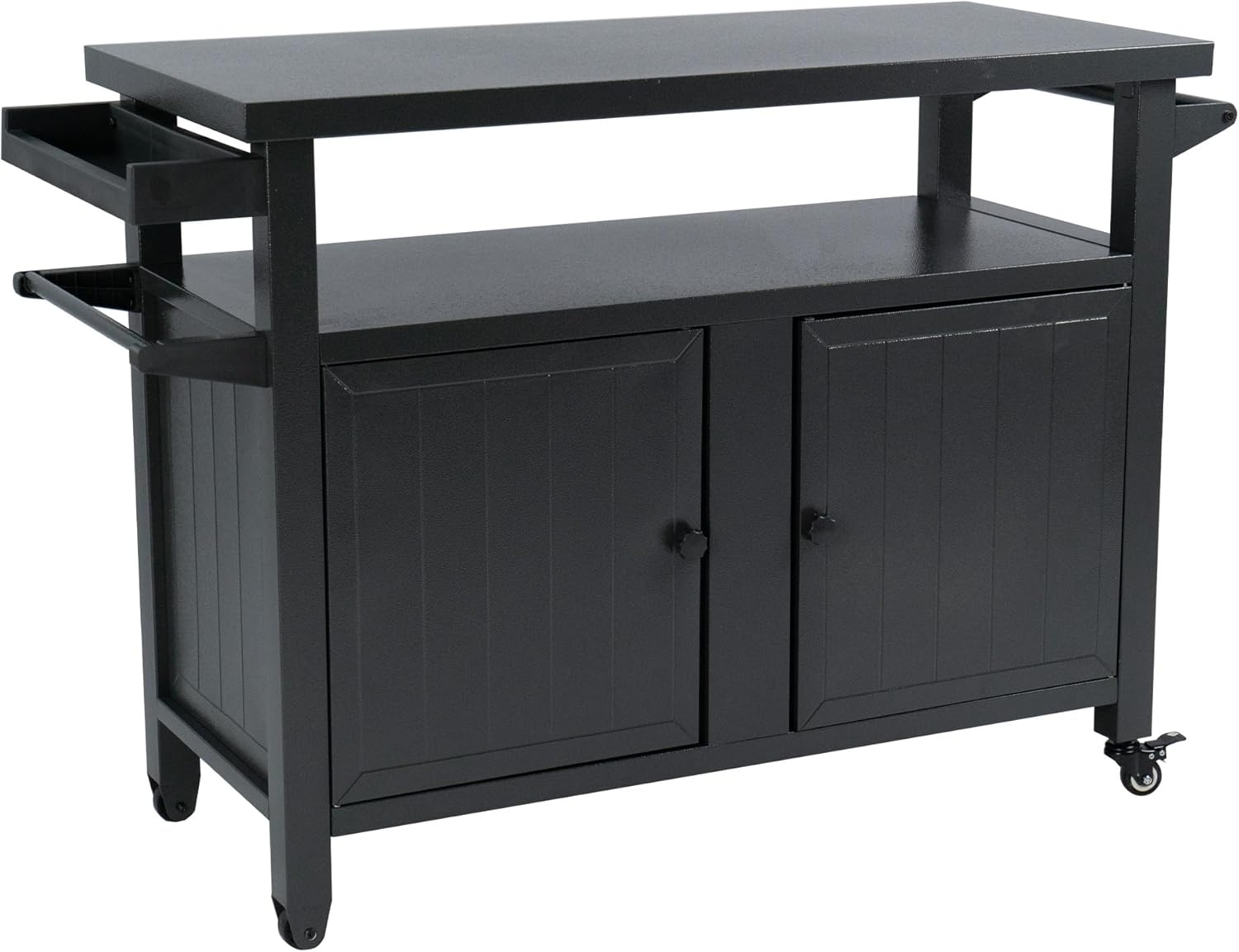 Kozyard BBQ Grill Storage Cart/Bin, Grill Carts Outdoor Storage Cabinet with Wheels, Cooking Prep BBQ Table for Patio Island Home Party Bar (Grey)