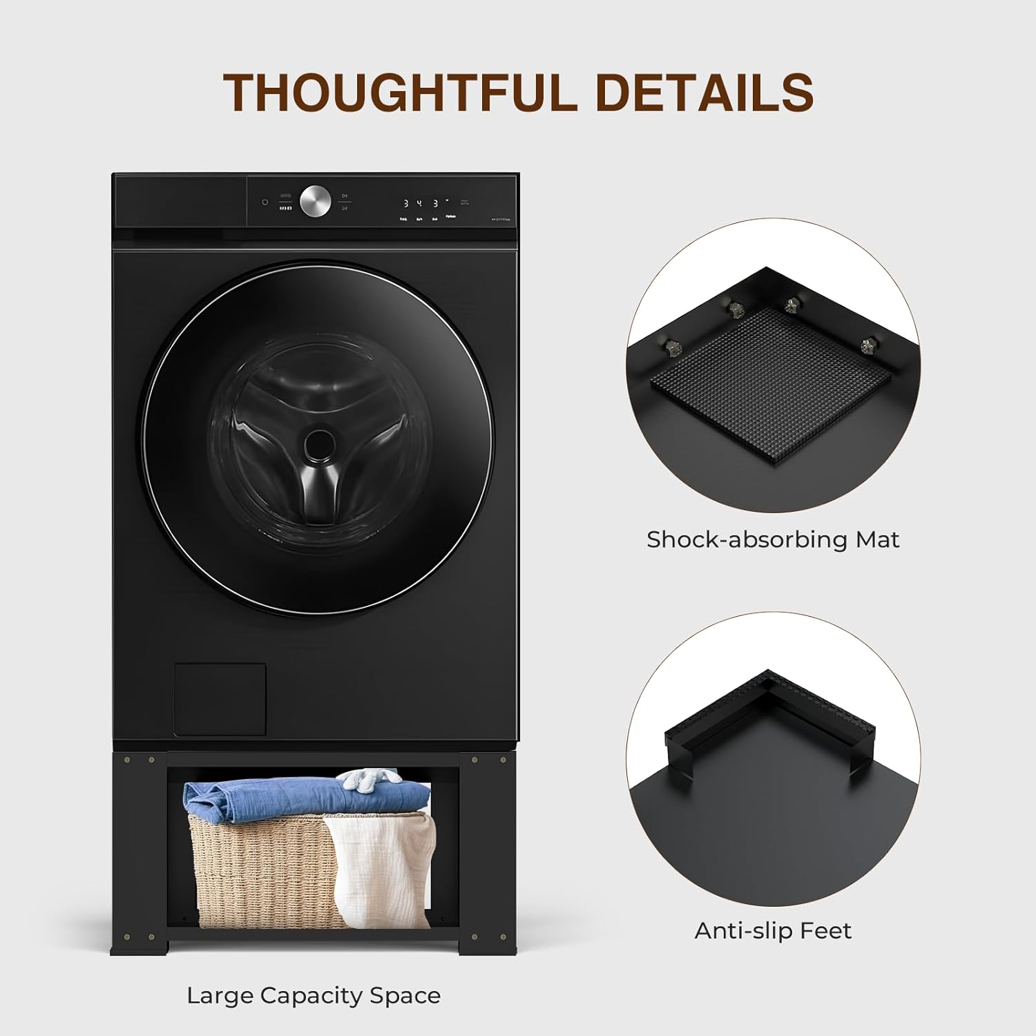 YAFF Laundry Pedestal for Washer and Dryer - Fit 27 and 28 Inch Washer and Dryer Stand Heavy Duty Steel 700lbs Capacity Universal Washing Machine Raiser 15.7'' Height Black