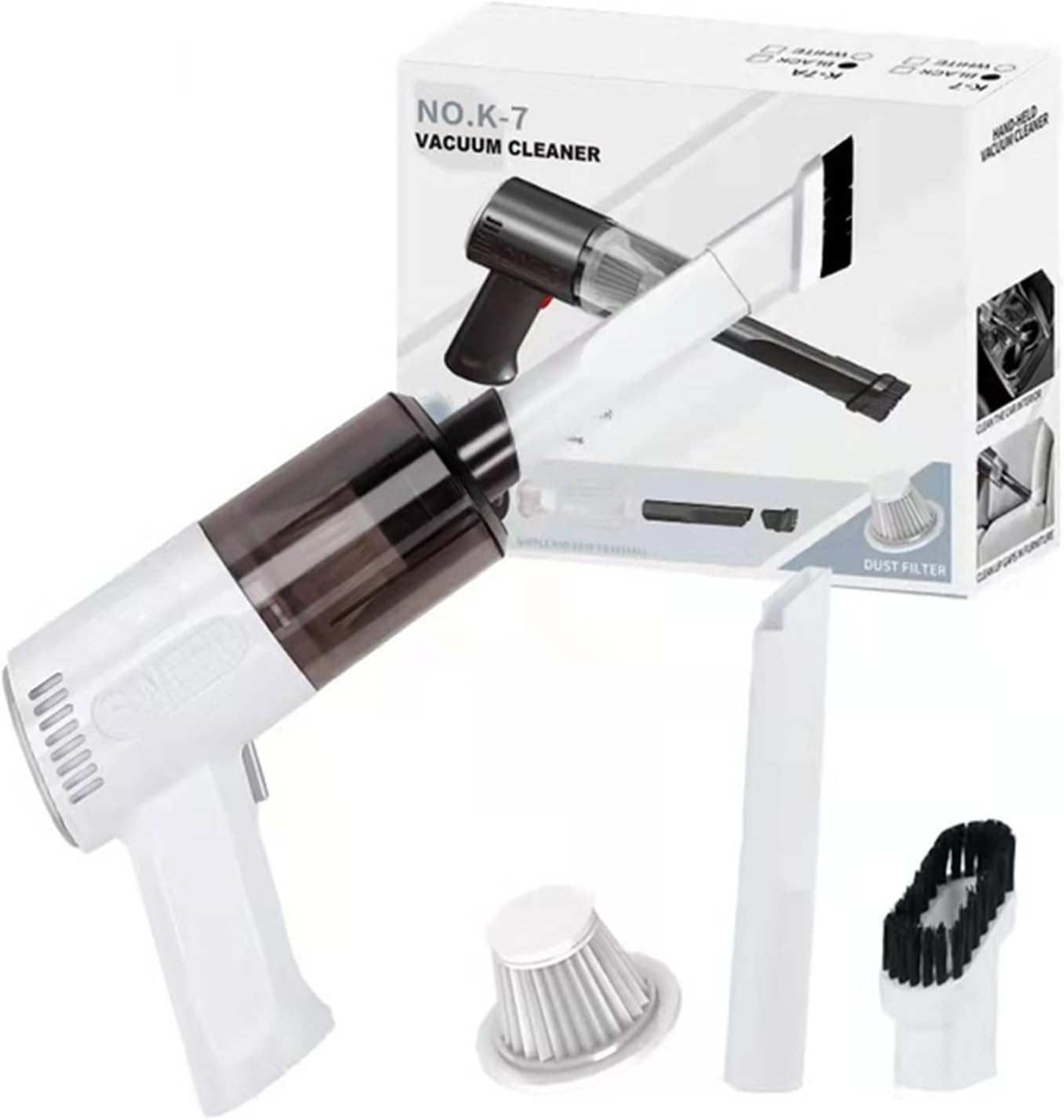 9000PA Wireless Car Handheld Vacuum Cleaner Portable Powerful Auto Suction Clean Smart Cordless Cleaning Accessories for Car Interior, Home, Office,White,Wireless