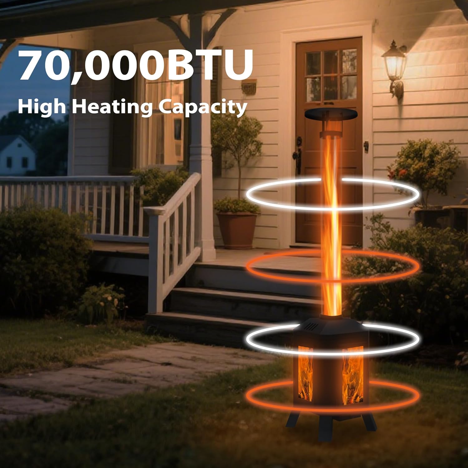 Wood Burning Patio Heater with Glass Viewing Window, Glass Tube, Fire Pits for Outside Wood Burning, Outdoor Fire Pit for Backyard, Patio