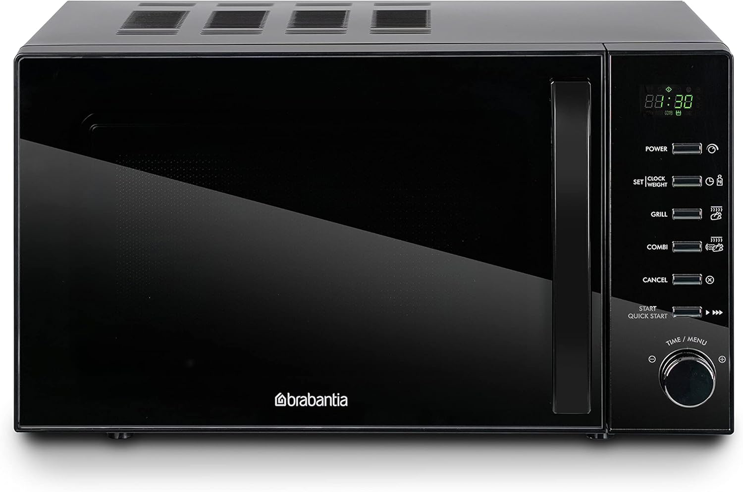 BBEK1145DG Brabantia Microwave with Grill Function, 20 Liters, Free Standing, 13 Automatic Programs, 6 Power Levels, Digital Timer, Large Capacity, 700 W, Black, BBEK1145DG