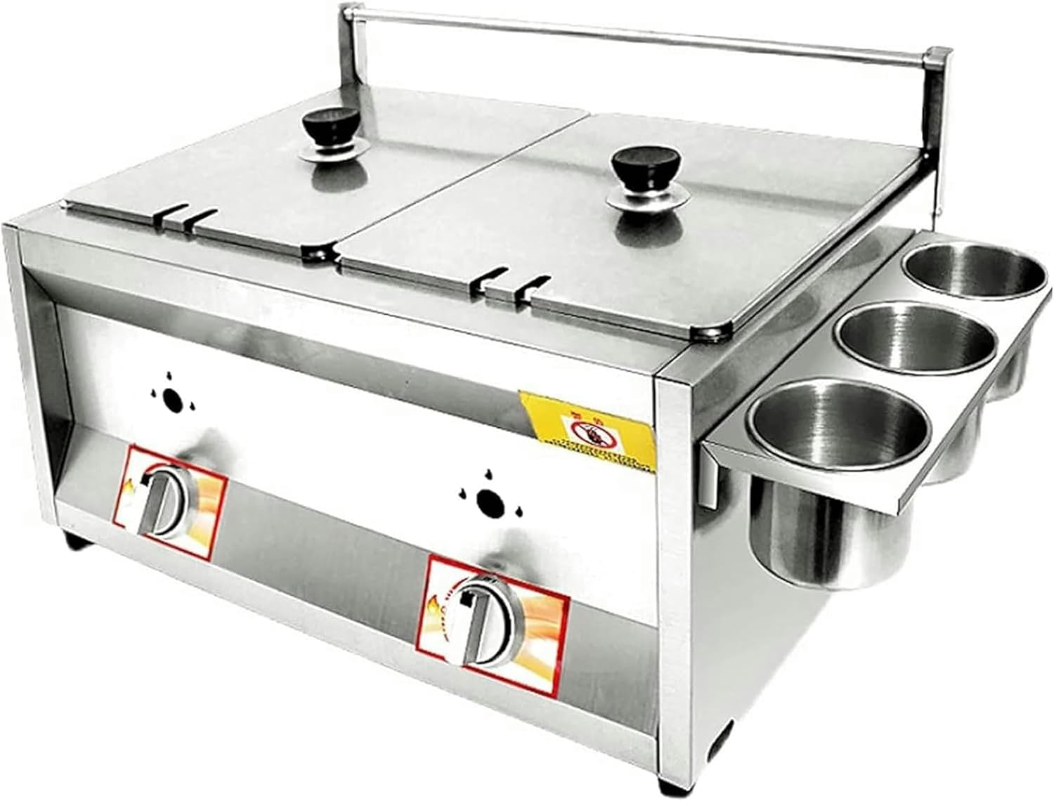 XENITE Professional Commercial Gas Fryer, Stainless Steel LPG Fryer, Adjustable Firepower, 20L Large Capacity Dual Fryer, with Baskets and Lid, Easy Clean