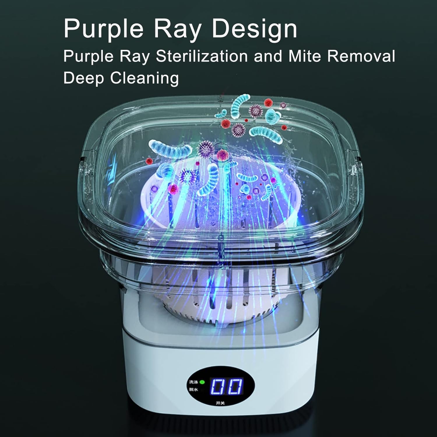 Portable Washer, Foldable, Laundry Machine, with Drainer Basket, for Apartment, Laundry, Camping, Rv, Travel, Underwear, Personal, Baby (Color : Light Green)