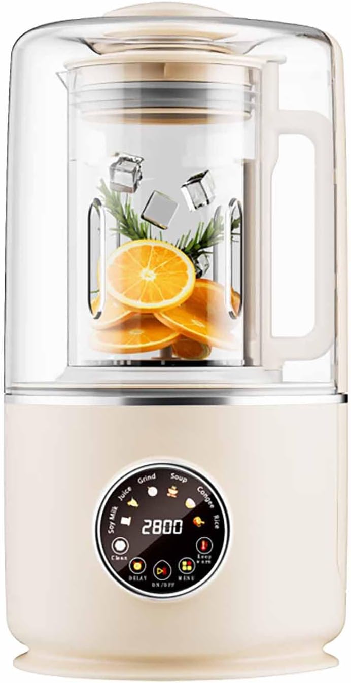 Soundproof Cooking Blender with Hot & Cold Function, 1100ml Filter-Free Soy Milk Maker, 8-Speed Blender with Temperature Control & 12H Preset Timer, White
