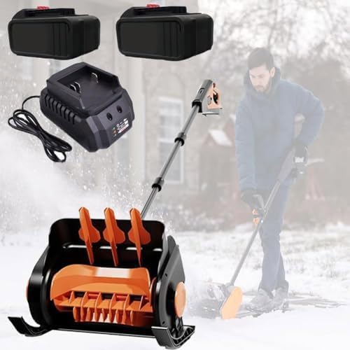 Cordless Snow Blowers, Electric Snow Sweeper with 2 Batteries, Adjustable Handle, Battery Powered Snow Shovel, Small Hand Push Snow Removal
