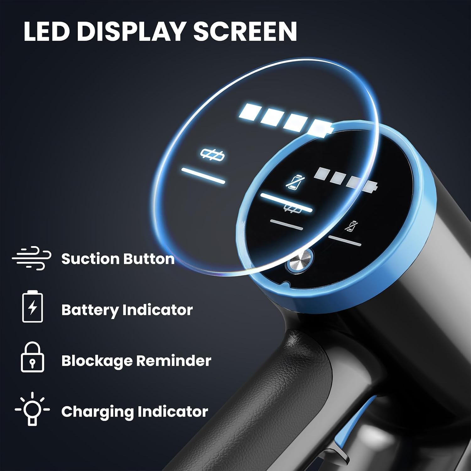 Cordless Vacuum Cleaner, 44kPa 55Mins Vacuum Cordless Rechargeable, Self-Standing, 1.5L Dust Cup Stick Vacuum for Hard Floors Carpet Pet Hair