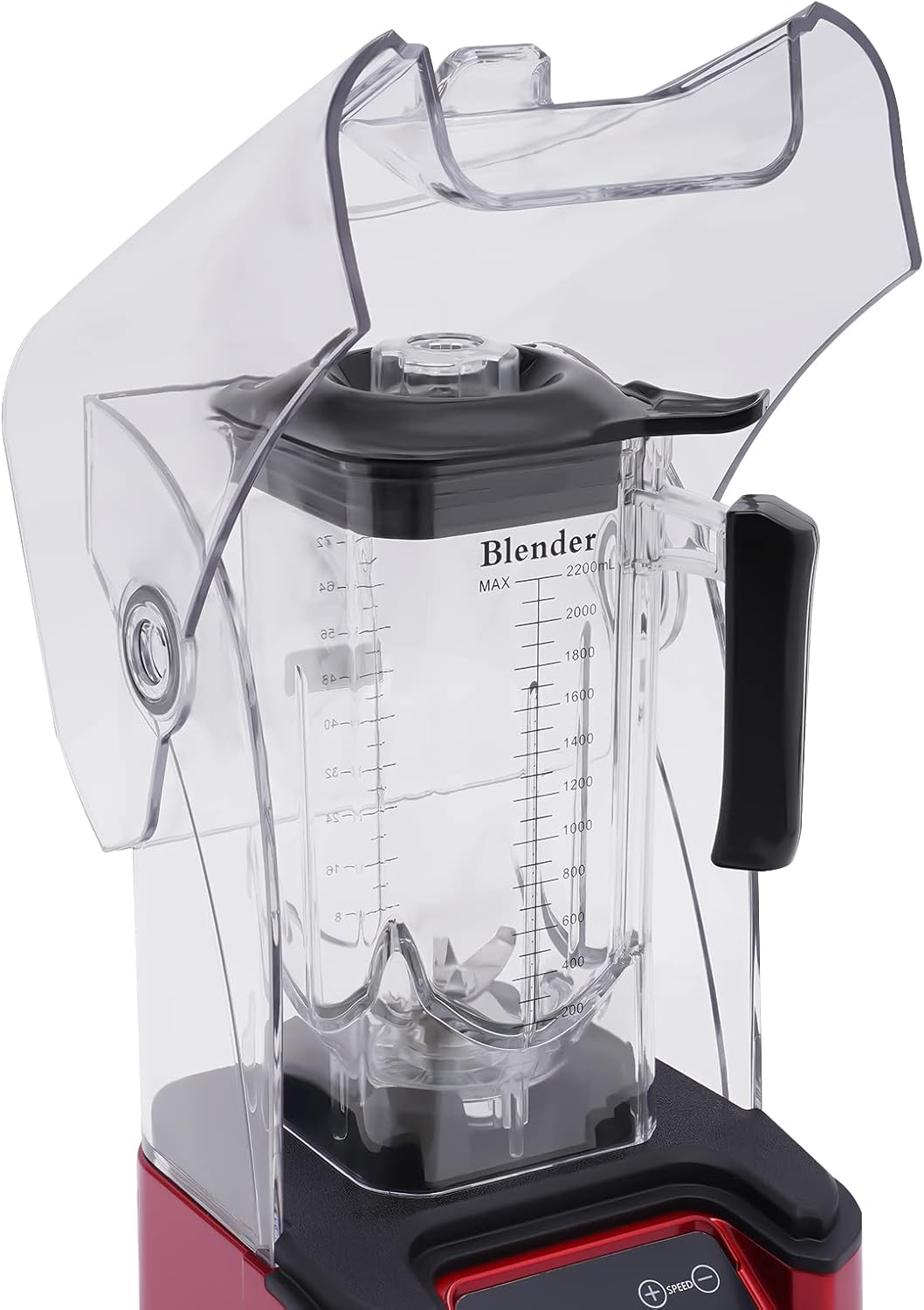 Professional Blender with Shield, Eapmic Soundproof Blender, Commercial Countertop Blenders, 2200W 8 Gears Commercial Smoothie Countertop Blender for Smoothies, Ice Cream, Sauce, Red