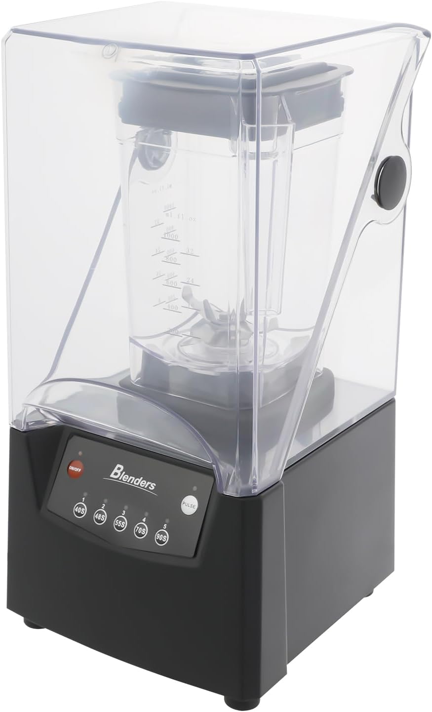 Commercial Blender with Soundproof Cover, 1.8L/60oz 2600W Commercial Fruit Juice Smoothie Maker, High-Speed Heavy Duty Countertop Blender for Ice Crushing Smoothies Shakes Purees, Restaurant/Home Use